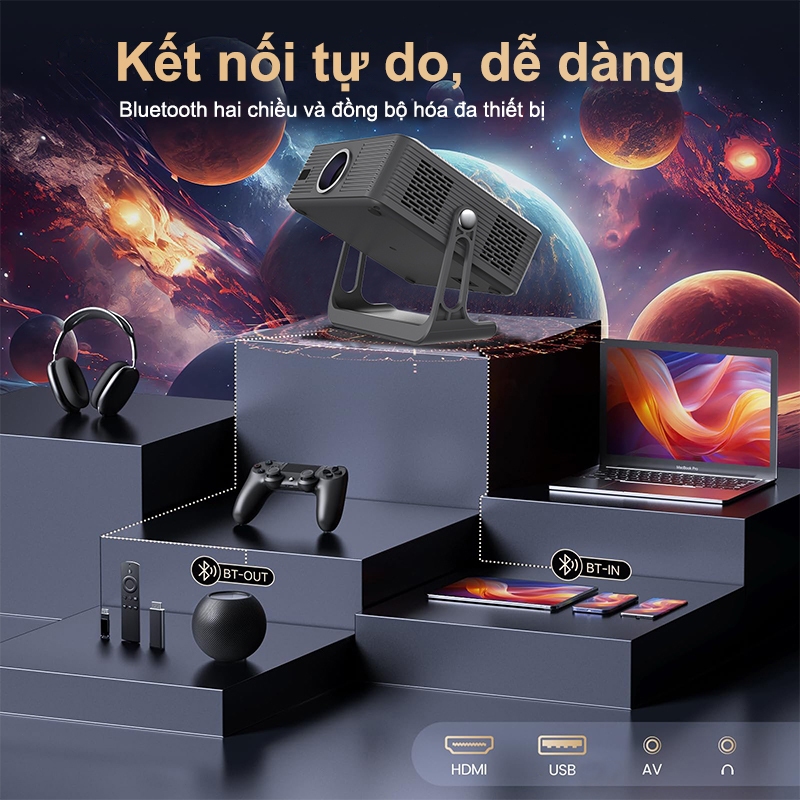 Dosen Pro Máy chiếu T7 Pro Full HD 1080P 4K mini Android 13 WiFi 2,4/5G Bluetooth Kết nối điện thoại laptop ios xem phim | BigBuy360 - bigbuy360.vn