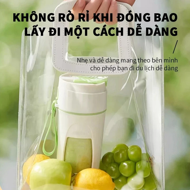 Máy Xay Sinh Tố Máy Xay Cầm Tay 12 Lưỡi Dao Dung Tích Lớn 340 ML, Nắp Đôi, Nhấn 2 Lần Để Bật