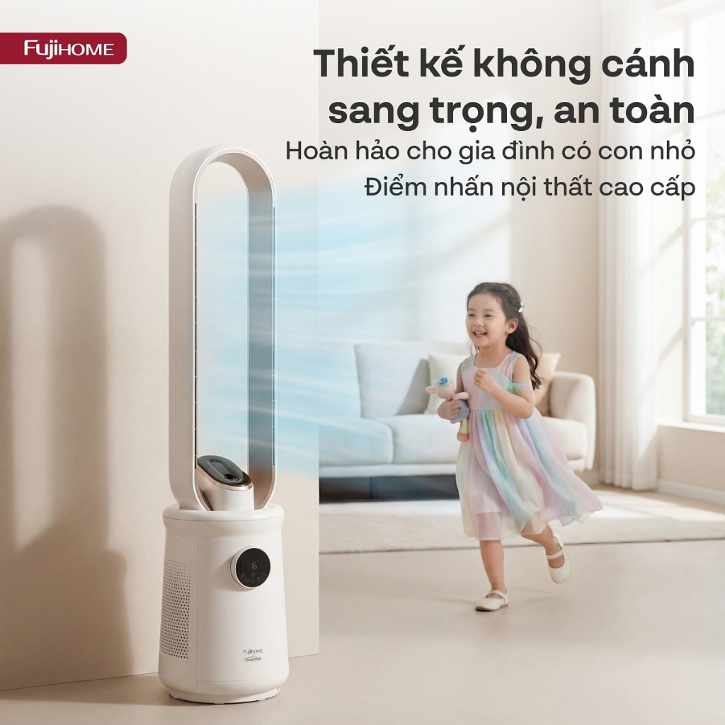 Quạt không cánh inverter Nhập Khẩu FUJIHOME BF15 HEPA VOICE, Quạt tháp lọc không khí điều khiển giọng nói