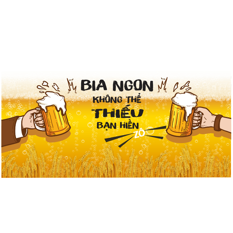 Phông nền quán bia cỡ lớn có nhiều size, chất liệu in bạt ngoài trời chống nước