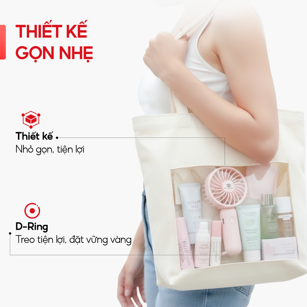 Quạt Cầm Tay sò lạnh Mini Tích Điện LUHAN LIFE , Quạt Tích Điện 3 Chế Độ Gió, Sạc Type C Tiện Lợi