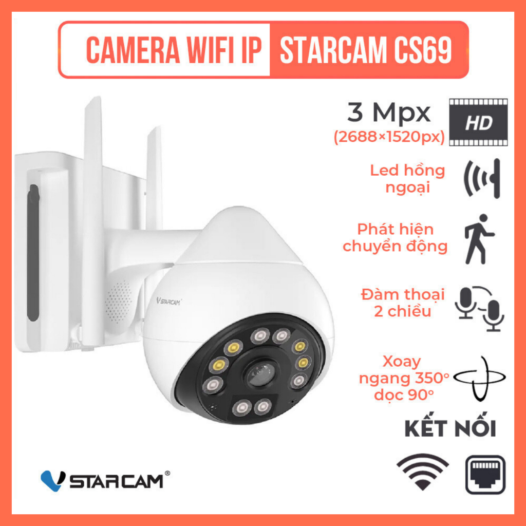 Camera Wfi Ngoài Trời cam CS69 3MP BH – Chống Nước – Đàm Thoại 2 Chiều ...