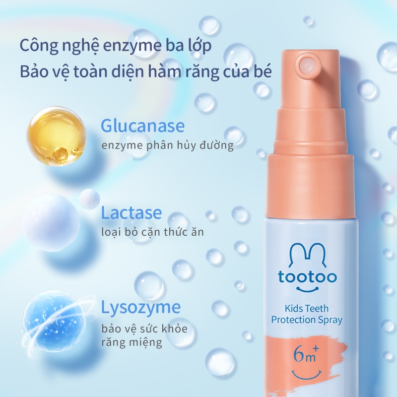 tootoo Xịt chống sâu răng vị nho nuốt được không cay làm sạch mảng bám cho bé từ 6 tháng tuổi