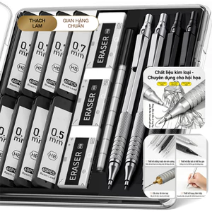 Full Set Bút Chì Kim Cao Cấp 0.3–0.7mm Kèm Ruột & Tẩy – Bộ Vẽ Kỹ Thuật, Học Tập Chuyên Nghiệp