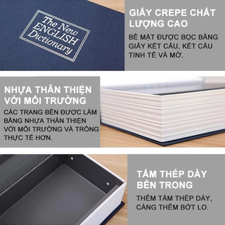 Mini Két sắt bảo mật hình quyển sách 24 x 15.5 x 5.5cm  Sắt Mini Đựng Tiền Nguỵ Khóa Số/Khóa chìa