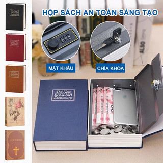 Mini Két sắt bảo mật hình quyển sách 24 x 15.5 x 5.5cm  Sắt Mini Đựng Tiền Nguỵ Khóa Số/Khóa chìa