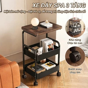 xe đẩy spa 3 tầng kệ cạnh bàn kệ cạnh bàn sử dụng cho phòng khách và phòng ngủ