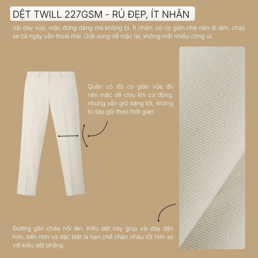 Quần Tây Nam EasyCare™ Bền Giặt Ít Nhăn Non Branded 030 Dáng Ôm Vừa F2 24116 |YaMe| | BigBuy360 - bigbuy360.vn