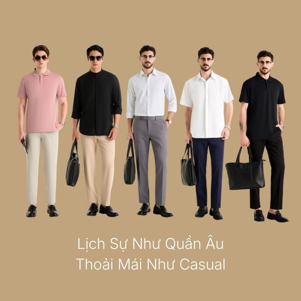 Quần Tây Nam EasyCare™ Bền Giặt Ít Nhăn Non Branded 030 Dáng Ôm Vừa F2 24116 |YaMe| | BigBuy360 - bigbuy360.vn