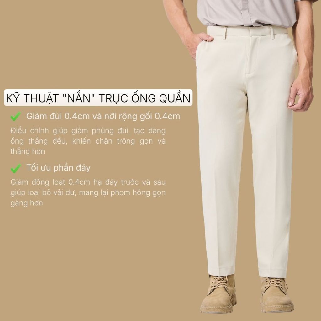Quần Tây Nam EasyCare™ Bền Giặt Ít Nhăn Non Branded 030 Dáng Ôm Vừa F2 24116 |YaMe| | BigBuy360 - bigbuy360.vn