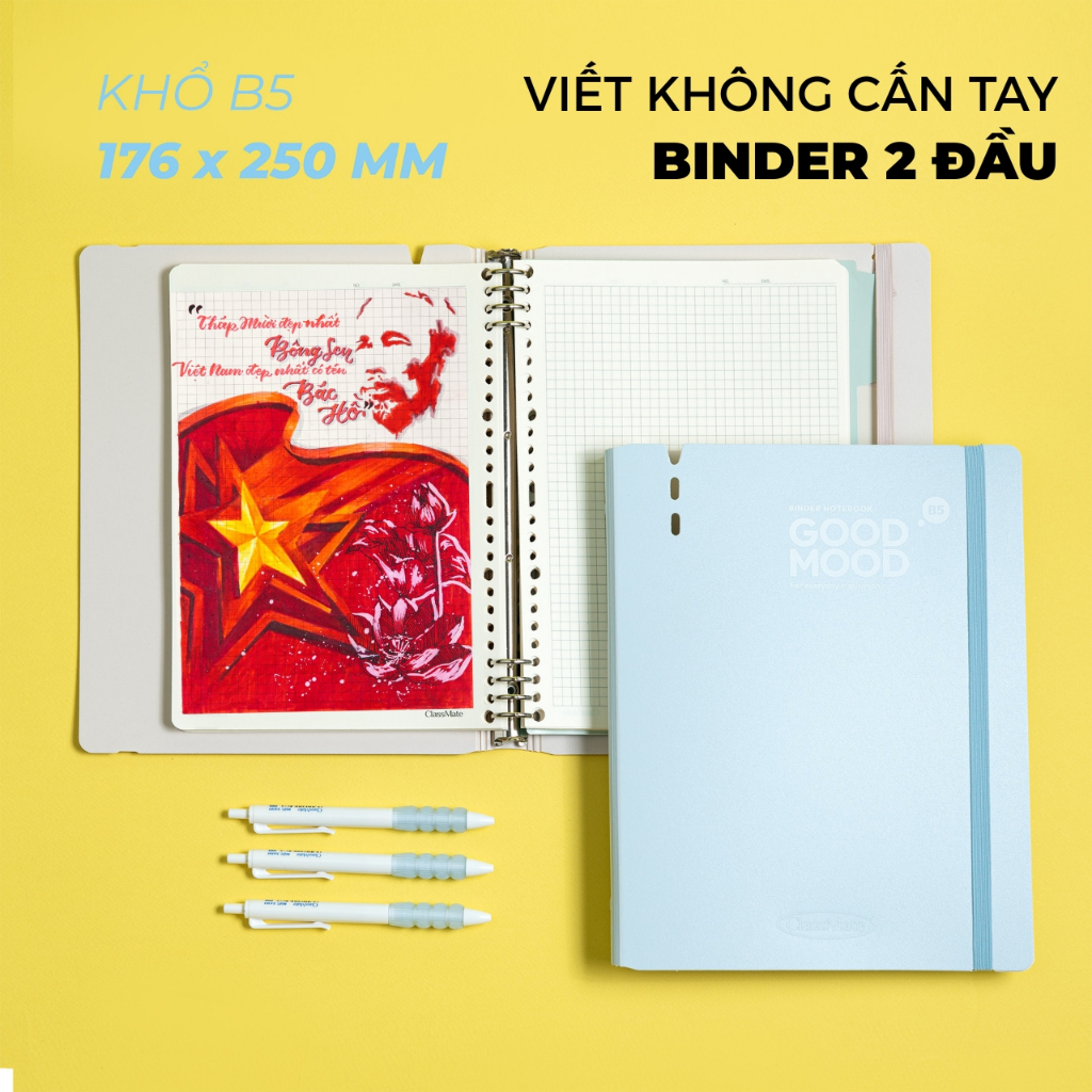 [Tặg Bút Gel] Sổ Còng B5 300 Trang Classmate, Bìa Foam Cứng Nhẹ Bền Còng Kim Loại, Thay Được Giấy Refill Đủ Loại Dòng Kẻ