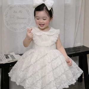 𝗩𝗮́𝘆 𝗰𝗼̂𝗻𝗴 𝗰𝗵𝘂́a hoa hồng trắng vải mềm cho bé