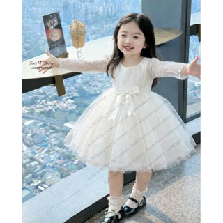 [ Hàng cao cấp ] [ Tặng lúp cô dâu ]  Váy công chúa kiểu cô dâu ren mềm cho bé