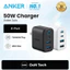 Củ sạc nhanh Anker Zolo A121E 50W 4 cổng (2 USB-C + 2 USB-A), sạc nhanh đa thiết bị (điện thoại, laptop)