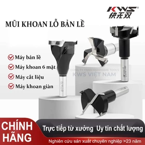 Mũi Khoan Bản Lề 35mm 37mm KWS Hợp Kim TCT Chuôi 10mm/12.7mm – Khoan Gỗ MDF Plywood CNC