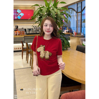 Áo thun form vừa chất cotton co dãn thêu ngựa đính ngọc