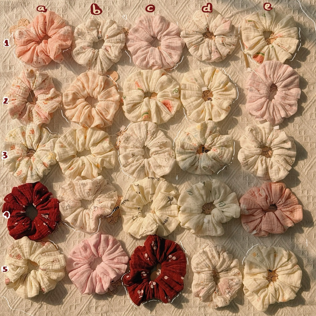 Scrunchie Cột Tóc Vải Xô Muslin Hoạ Tiết Hoa Nhí Phong Cách Hàn Quốc Bánh Bèo Nàng Thơ Siêu Dễ Thương
