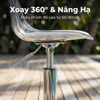 Modern Eames Bar Stool | Ghế Bar Cao Cấp Điều Chiều Cao | Thích Hợp Sân Vườn & Ngoài Trời