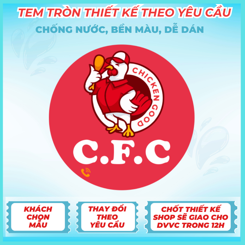Tem tròn thiết kế theo yêu cầu – Khách lựa mẫu (chỉnh sửa theo ý muốn) – Chốt thiết kế – Shop bàn giao ĐVVC trong 12H