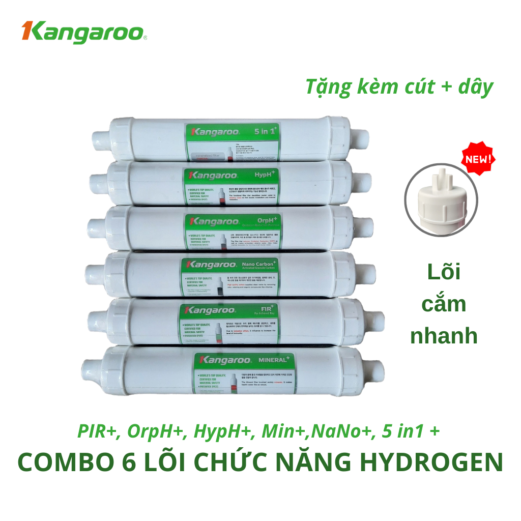 Combo 6 Lõi Chức Năng Hydrogen+ Kangaroo Giàu Hydrogen Giúp Hấp Thu Khoáng Chấy Nhanh,Bù Nước Hiệu Quả- Hàng Chính hãng