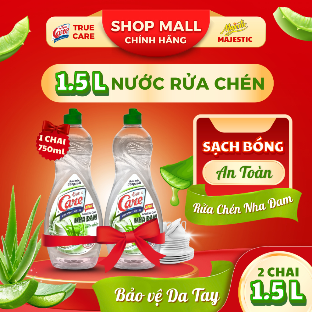 [HD] [COMBO 1.5kg] Nước Rửa Chén True Care Nha Đam - Sạch Nhanh, Nhẹ Dịu