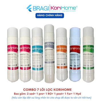 Combo 7 Lõi Lọc Korihome Gồm 2 Sed 1 Pre 1 RO 1 Post 1 Hydrogen Alkaline 1 Infrared Model WPK-906, 908, 903, 928...