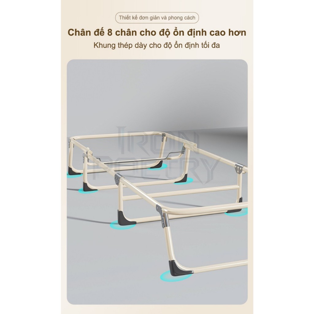 IRONPO Giường gấp gọn thông minh Văn Phòng Khung Nhôm Sắt Giường Xếp Gấp Gọn Giá Rẻ Tiện Lợi
