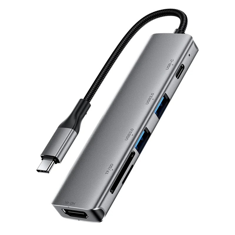 Bộ Hub USB-C 6 trong 1 ACEFAST J18 – Xuất hình 4K 60Hz, Sạc nhanh PD 90W, Dock mở rộng kèm khe thẻ SD/TF