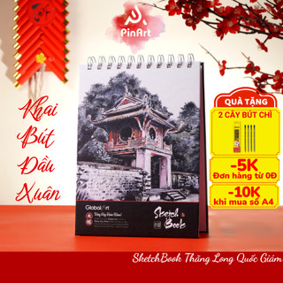 [Giảm 10K] Sổ Vẽ Đa Chất Liệu Global Art 72 Trang,190gsm, Sketchbook Thăng Long Quốc Giám 2 Mặt Vân Mịn, Không Kỵ Tẩy