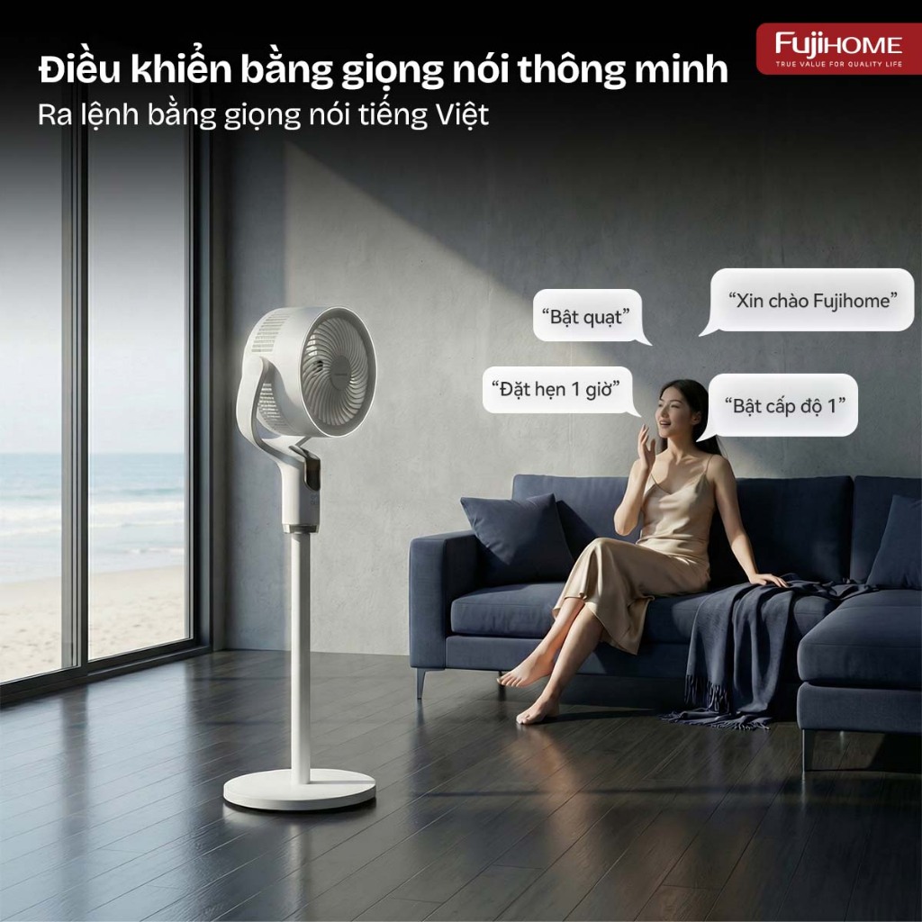 Quạt cây tuần hoàn không khí CFR04-VOICE 8 cấp gió điều khiển giọng nói, Nhập Khẩu FUJIHOME chính hãng
