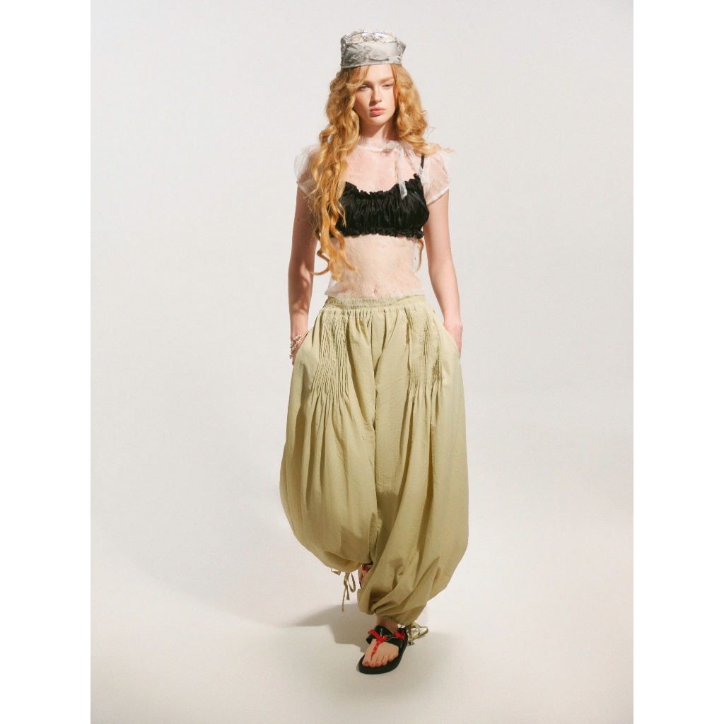 Fairy Top - Remmus | Áo lưới dệt hoa xuyên thấu tay phồng cổ buộc nơ - BST DOLLY HOUS