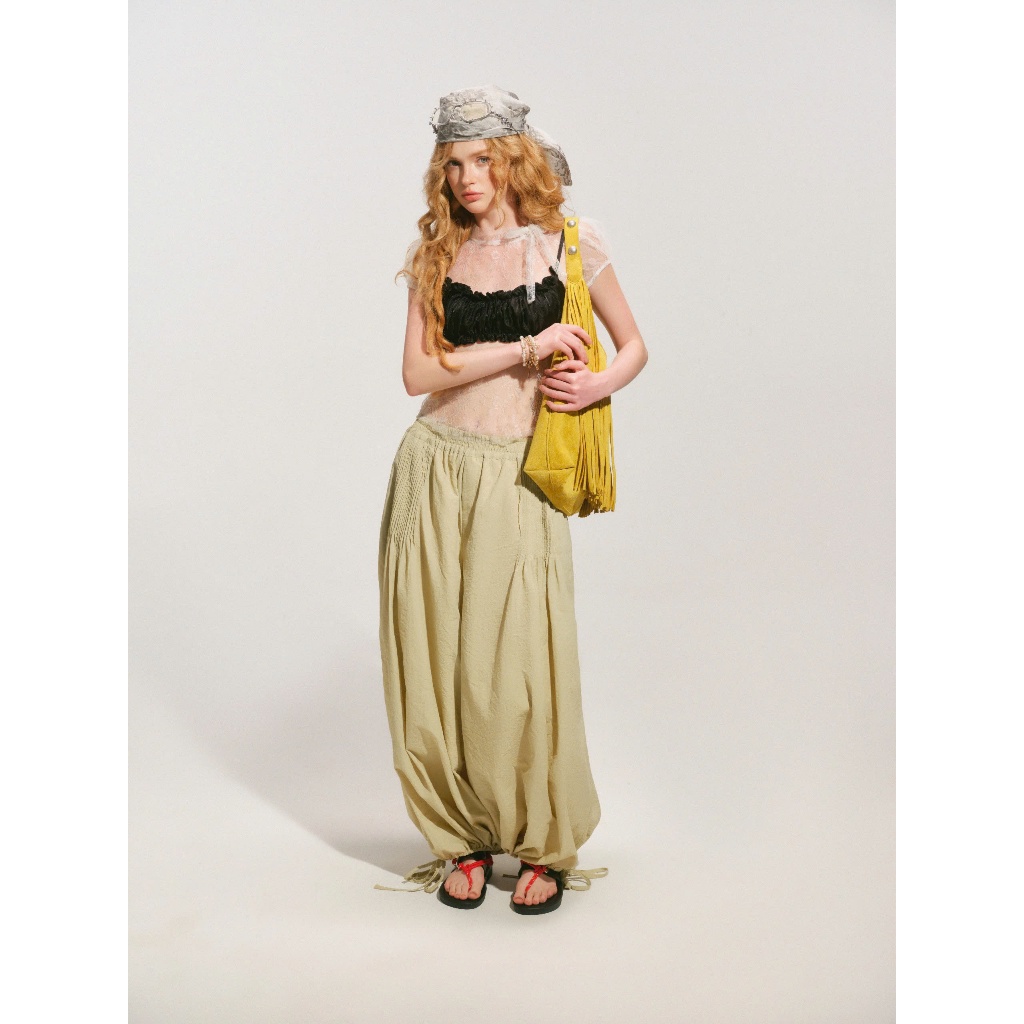 Fairy Top - Remmus | Áo lưới dệt hoa xuyên thấu tay phồng cổ buộc nơ - BST DOLLY HOUS