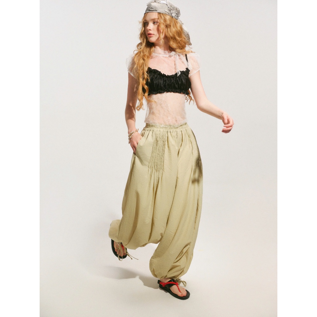 Fairy Top - Remmus | Áo lưới dệt hoa xuyên thấu tay phồng cổ buộc nơ - BST DOLLY HOUS