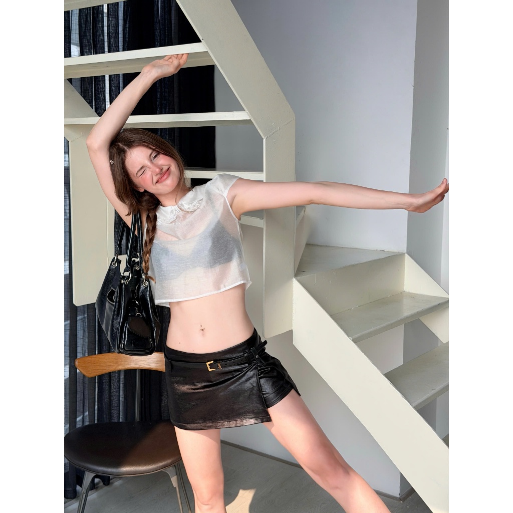Doll Blouse - Remmus | Áo tơ cổ viền ren đính nút ngọc - BST Dolly House (không kèm áo trong)