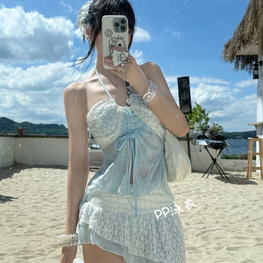 (Có sẵn ) 2 Dây Kiểu BiKiNi Đi Biển Kèm Chân Váy Xoè 2 Tầng Vạt Chéo Có Đệm Mút❤️(có sẵn)