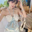 2 Dây Kiểu BiKiNi Đi Biển Kèm Chân Váy Xoè 2 Tầng Vạt Chéo Có Đệm Mút❤️(có sẵn)