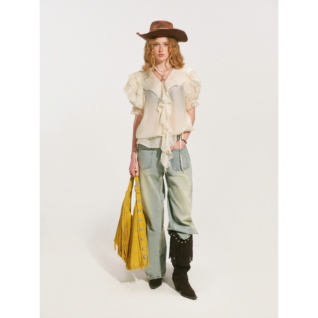 Lena Blouse - Remmus | Áo kiểu bèo chất liệu tơ xuyên thấu - BST DOLLY HOUSE (Không kèm áo trong)