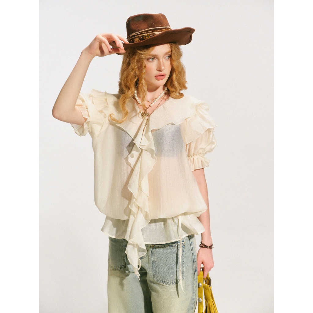 Lena Blouse - Remmus | Áo kiểu bèo chất liệu tơ xuyên thấu - BST DOLLY HOUSE (Không kèm áo trong)