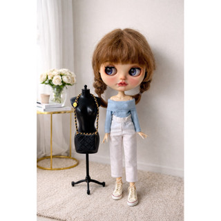 Set áo thun kèm quần màu ghi kem size blythe(size khác vui lòng ib shop)