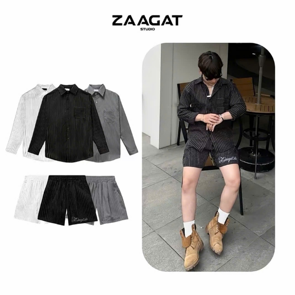 (Xả Kho) Set sơ mi Zaagat chất liệu tuýt si cao cấp form rộng nam nữ-SHIRT SET