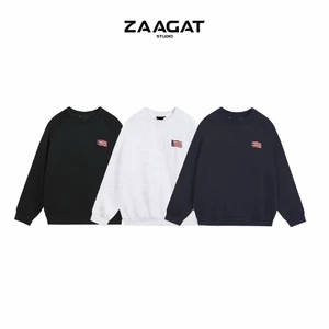 Áo nỉ Zaagat chất liệu nỉ 2 da cao cấp form vừa hoạ tiết thêu-SWEATER CỜ MĨ