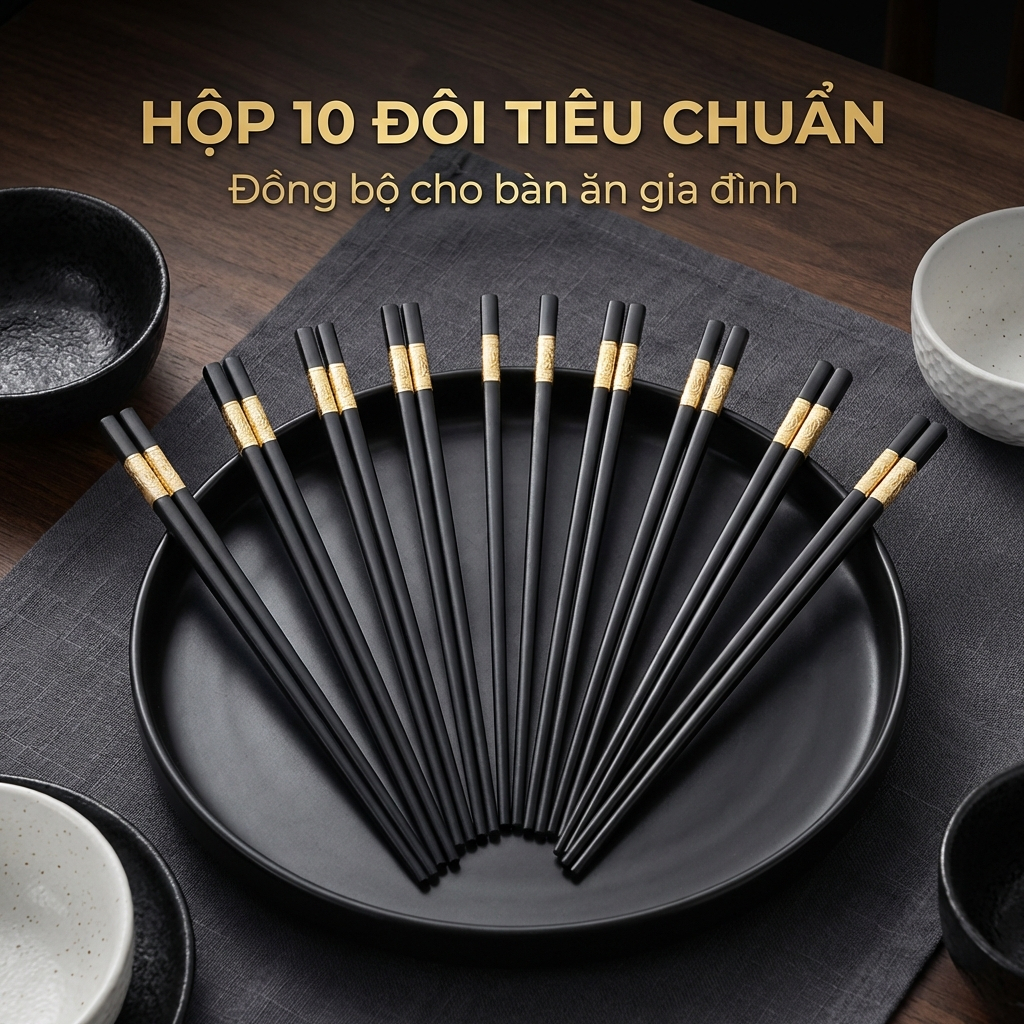 Bộ 10 Đôi Đũa Ăn Nhựa Mạ Vàng Chống Trơn Chống Mốc, Đũa Nhựa Chịu Nhiệt Nấu Ăn An Toàn Sức Khoẻ | Shopee Việt Nam