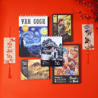 [TẶNG BÚT] Sổ Vẽ Đa Chất Liệu GLOBAL ART 230gsm, Sketchbook A4/A5 Giấy Không Kỵ Tẩy Vẽ Màu Nước, Gouache, Acrylic