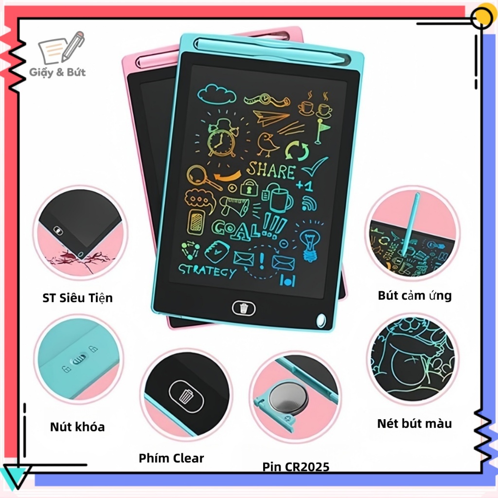Bảng vẽ điện tử LCD tự xóa kích thước11 inch ến 16inch - đồ chơi phát triển tư duy sáng tạo cho trẻ từ 3 tuổi
