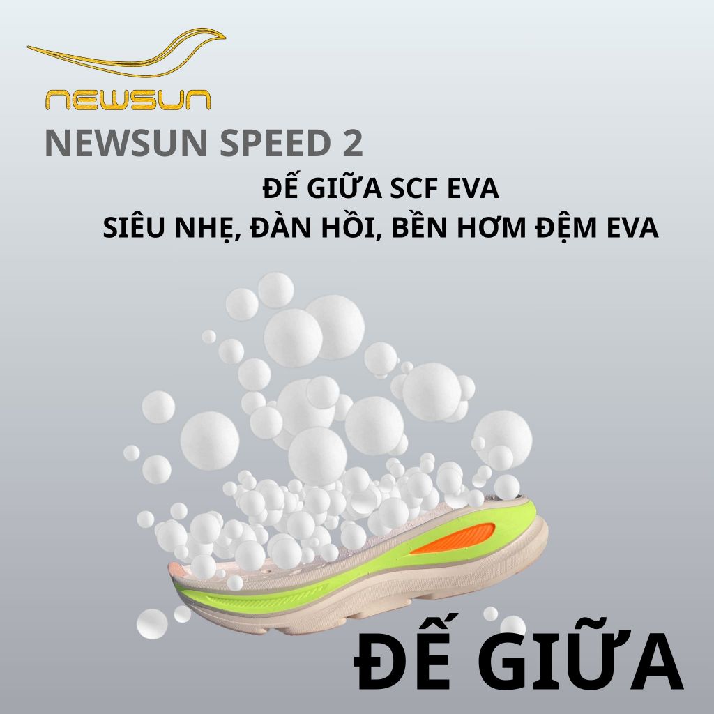 Giày Chạy Bộ NewSun Speed – Lưới Thoáng Khí, Đệm Êm SCF EVA, Đế Cao Su Bám Đường, Hỗ Trợ Chạy Dài