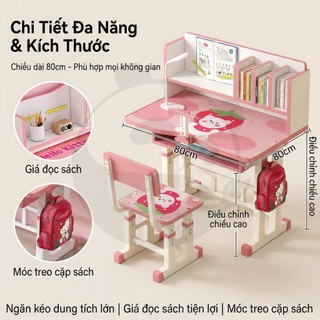 Bàn học cho bé Đa năng Chống gù cận Có thể điều chỉnh độ cao Chất liệu an toàn Sử dụng lâu dài