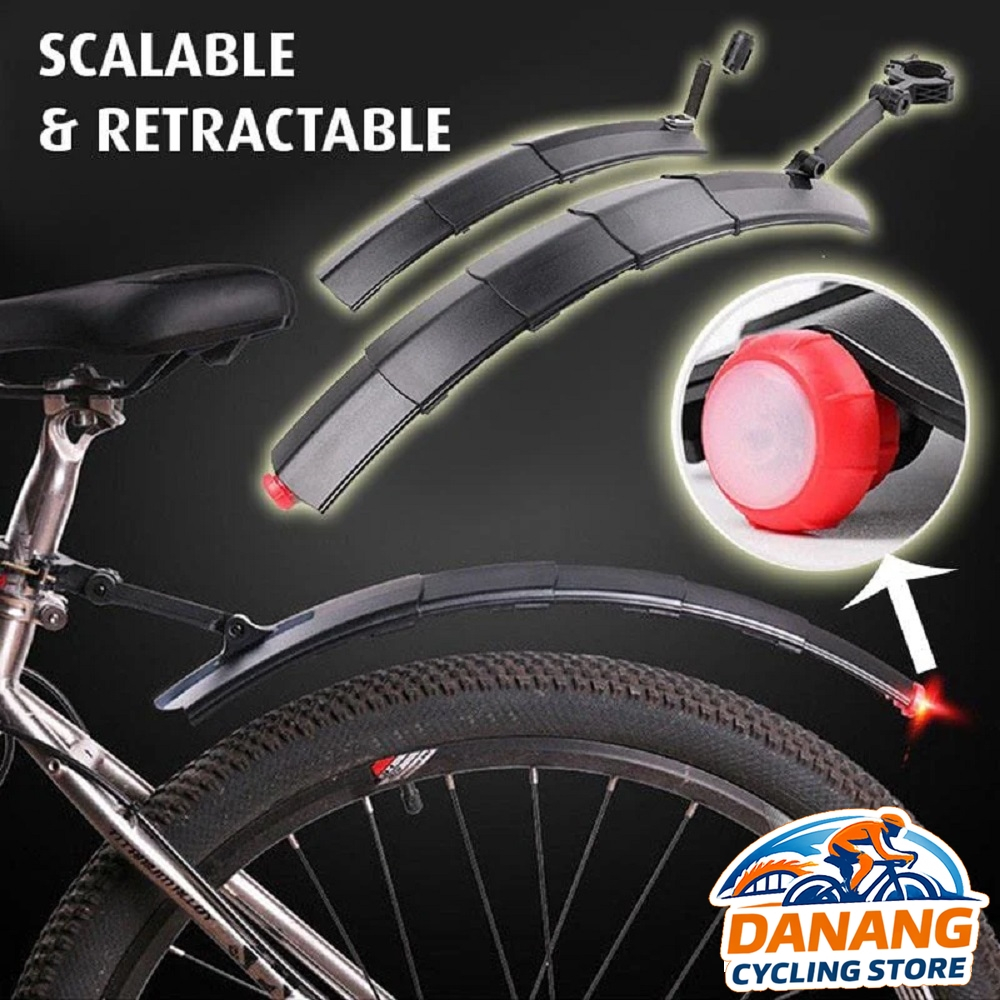 Dè Chắn Bùn Xe Đạp Loại Rút – Có Đèn Sau LED