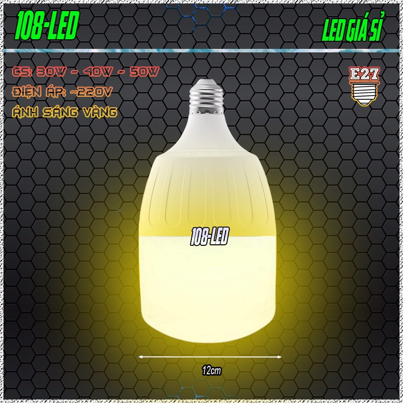 Bóng đèn buld LED trụ tròn 30W 40W 50W 60W, siêu sáng ánh sáng vàng ...