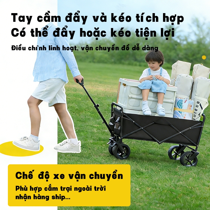 Xe kéo gấp gọn đa năng 300kg – Xe hàng đi chợ, cắm trại, dùng gia đình – Siêu gọn nhẹ