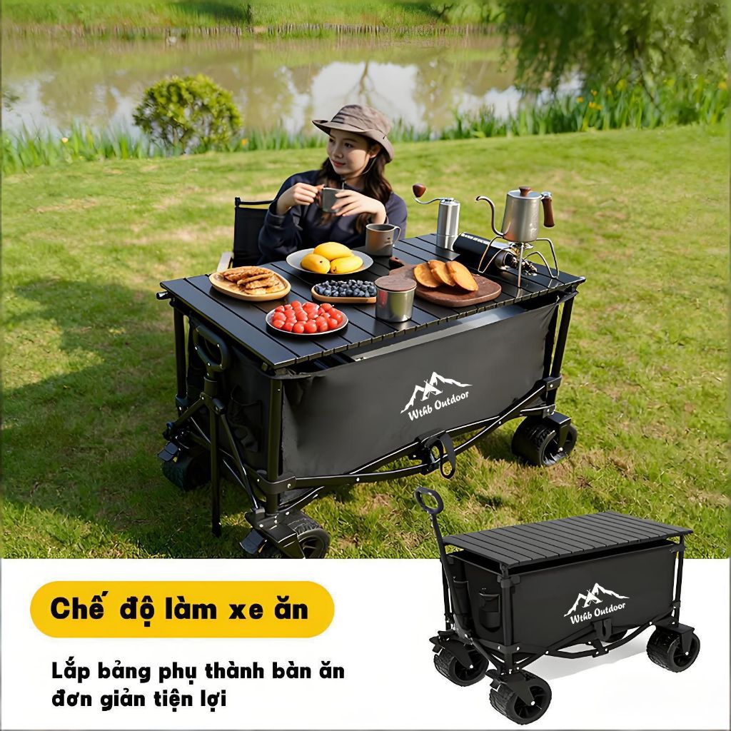 Xe kéo gấp gọn đa năng 300kg – Xe hàng đi chợ, cắm trại, dùng gia đình – Siêu gọn nhẹ